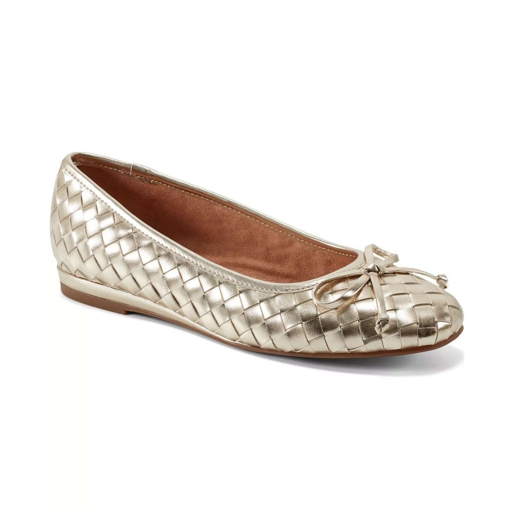 Easy Spirit Gold Woven Ballet Flats Metallic Slip On Shoes Dayanna 7.5m / S26718